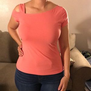 Soho NY&Co pink top short sleeves cold shoulder S